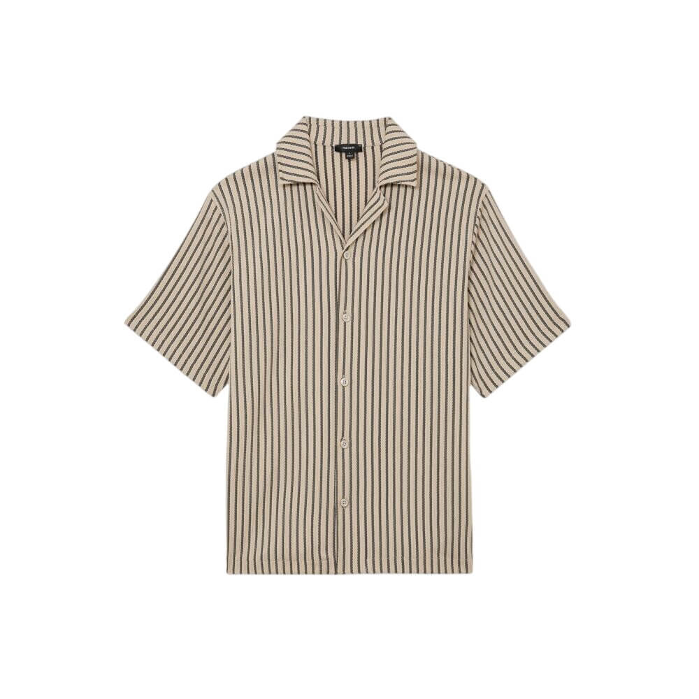 REISS Griff Textured Stripe Cuban-Collar Shirt